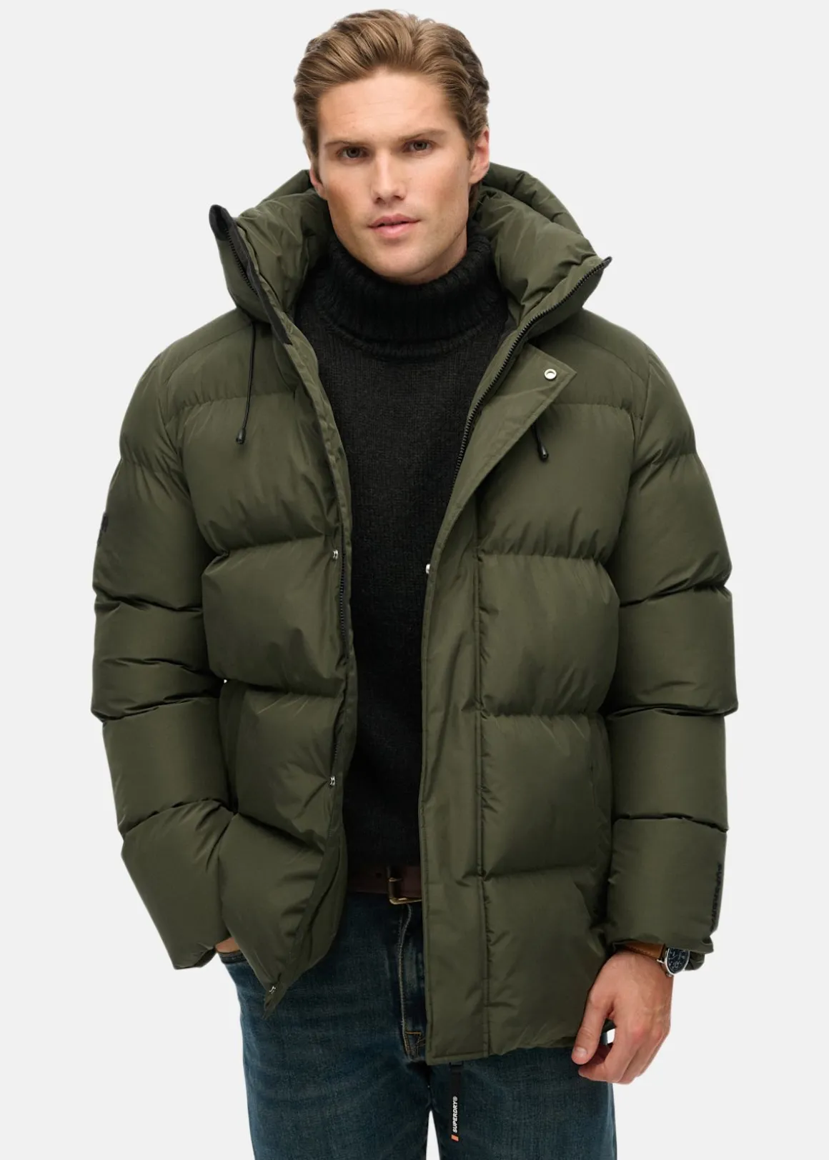 HOODED 5 BAFFLE SPORTS PUFFER