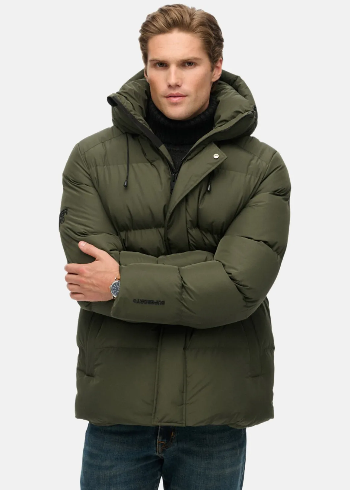 HOODED 5 BAFFLE SPORTS PUFFER