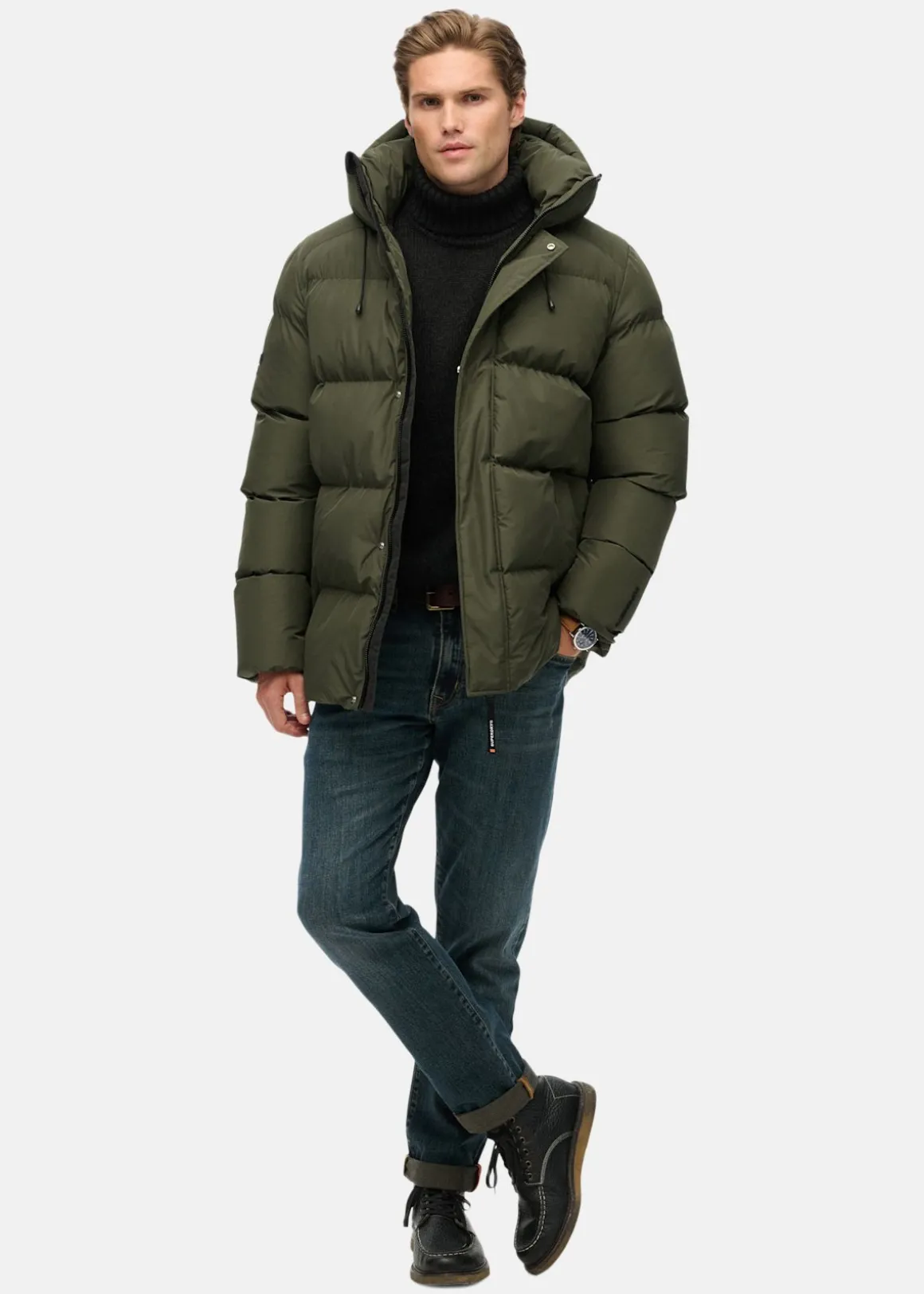 HOODED 5 BAFFLE SPORTS PUFFER