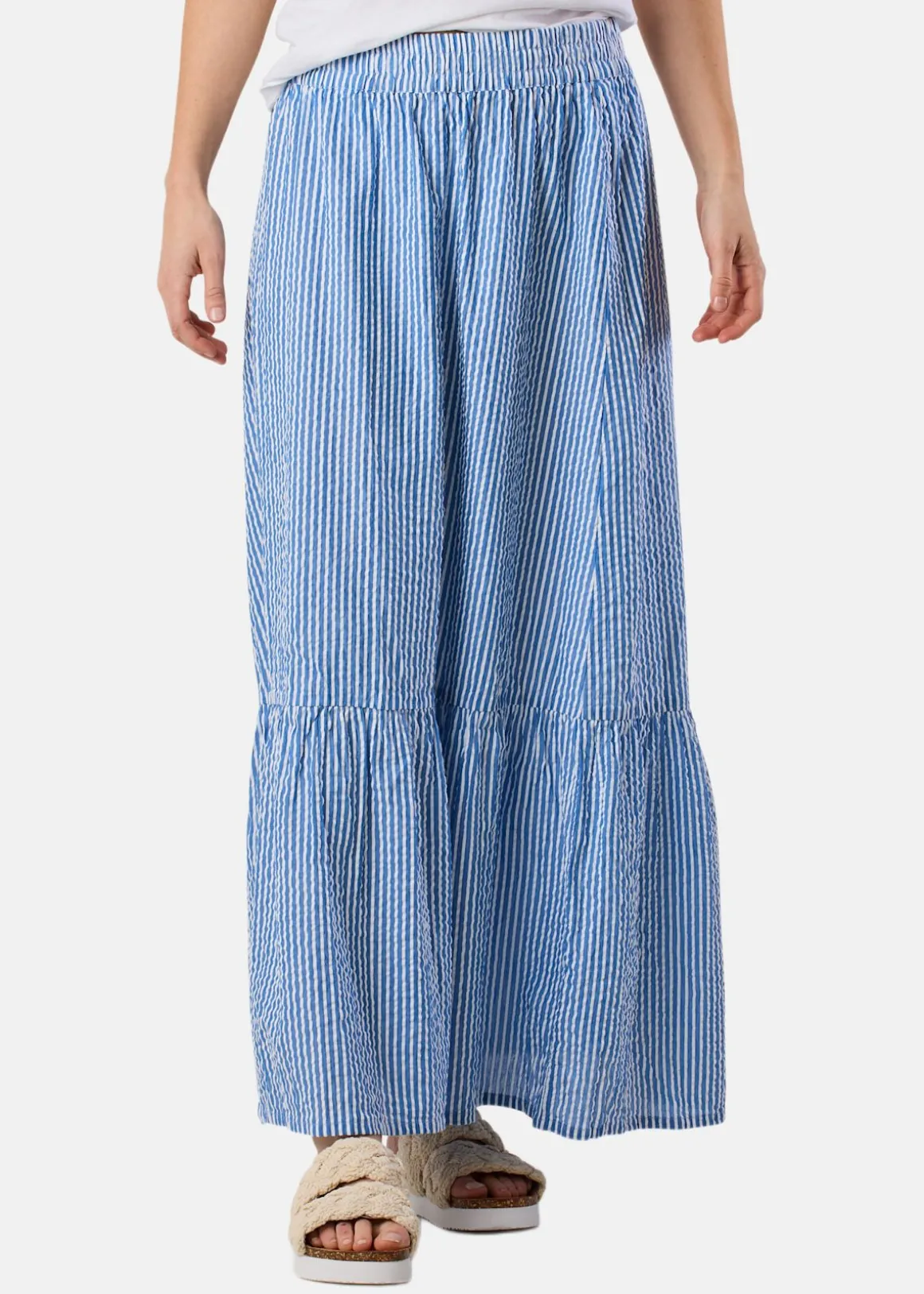 Marina Seersucker Long Skirt W