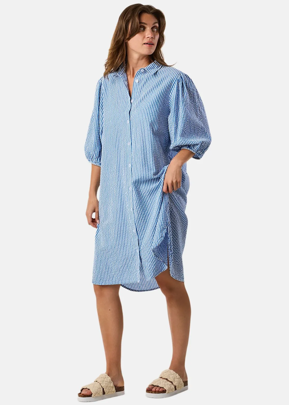 Marina Seersucker Oversized Shirt W