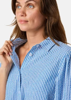 Marina Seersucker Oversized Shirt W