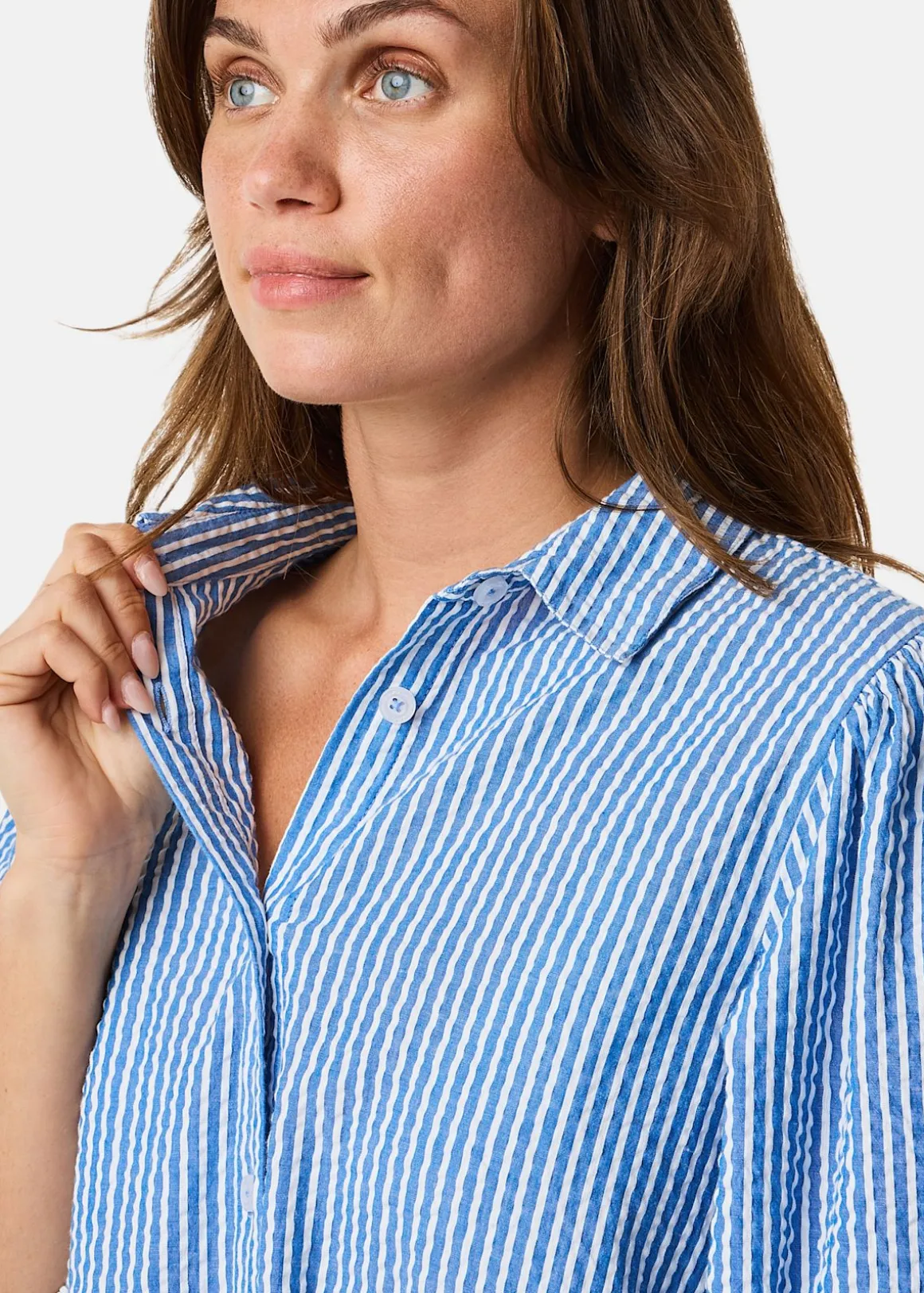 Marina Seersucker Oversized Shirt W